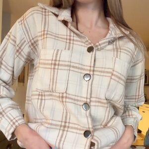 Women's Flannel White Cream Long Sweater Cardigan